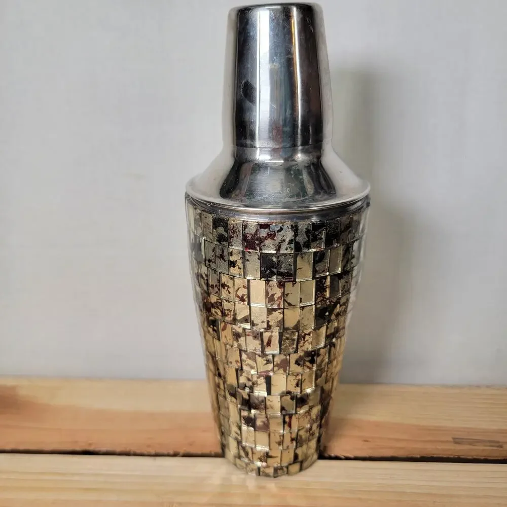 Mosaic Glass and Stainless Steel Cocktail Shaker